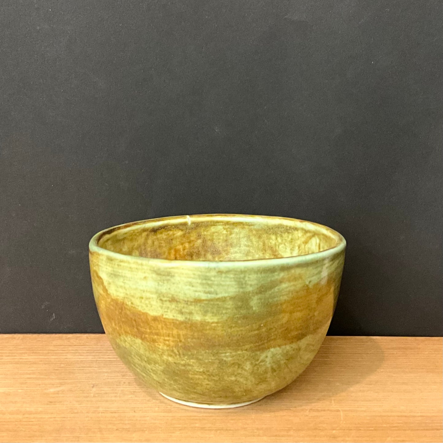 Tea Bowl with Green & Rust Drip Glaze