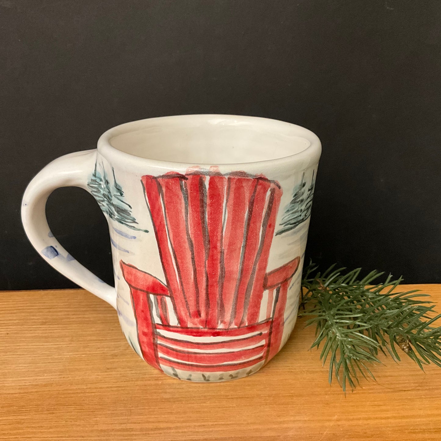 Majolica Mug with Red ADK Chair and Trees