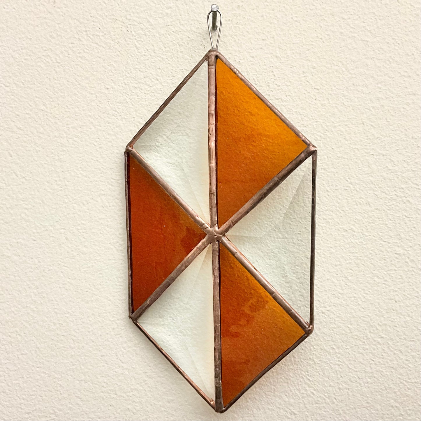 Stained Glass”Harlequin” w Clear Beveled Glass, Amber Glass