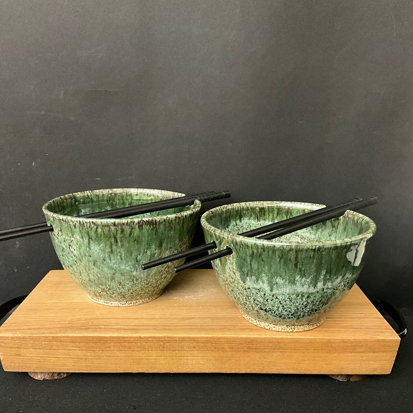 Rice Bowl Set in Speckled Dark Green
