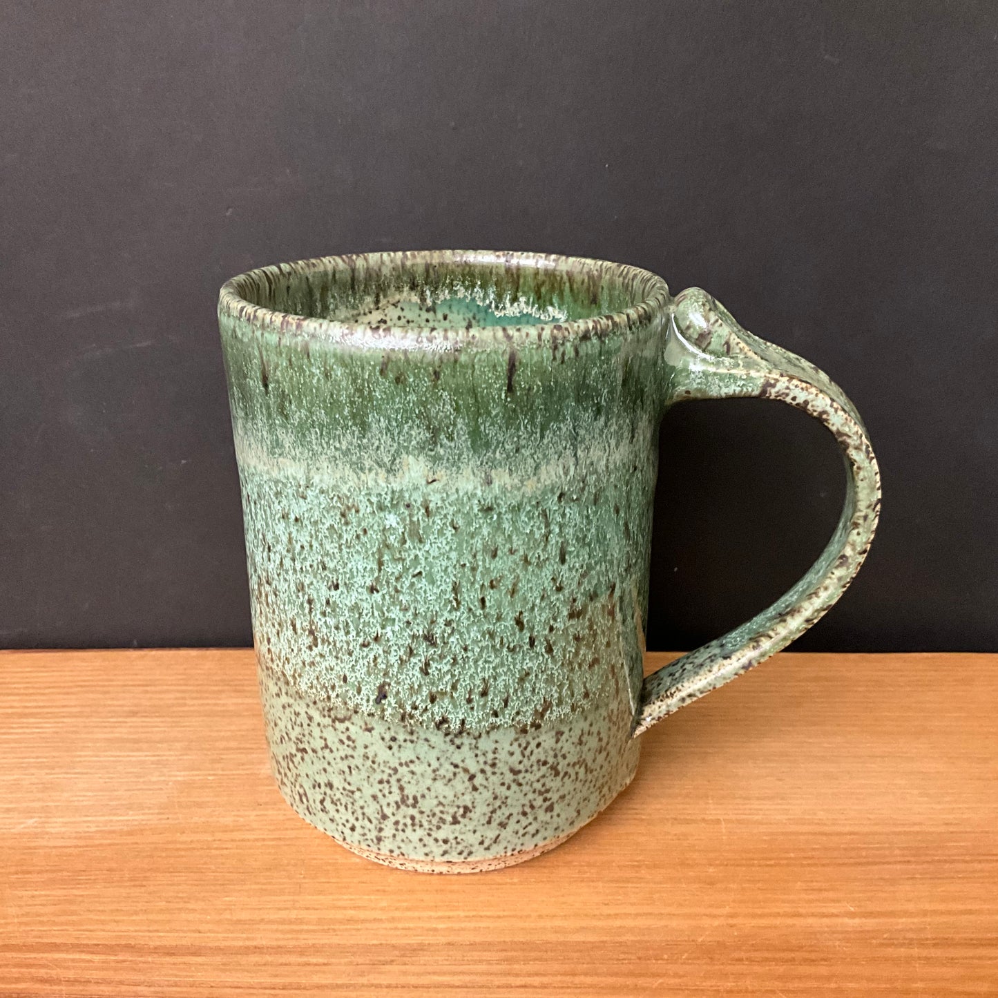 Mug in Speckled Dark Green Glaze
