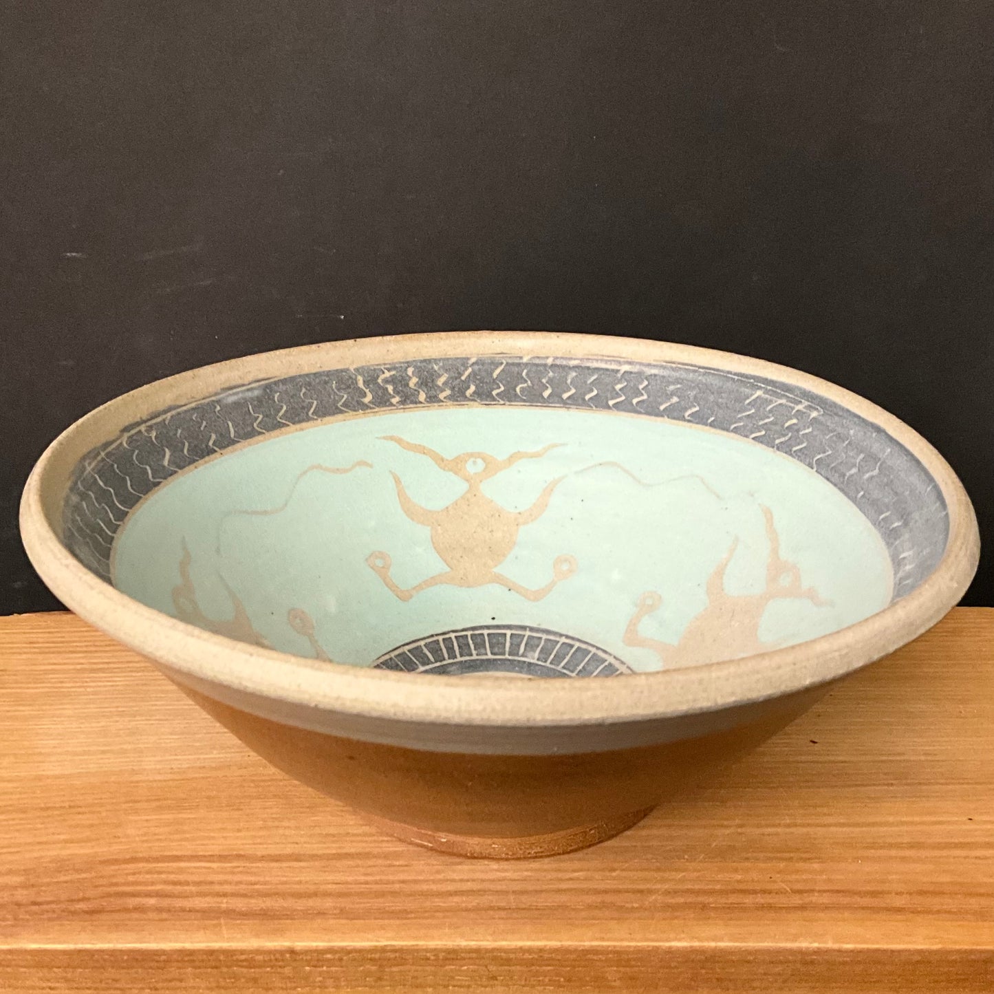 Bowl in Turquoise & Blue with “Alien” Design