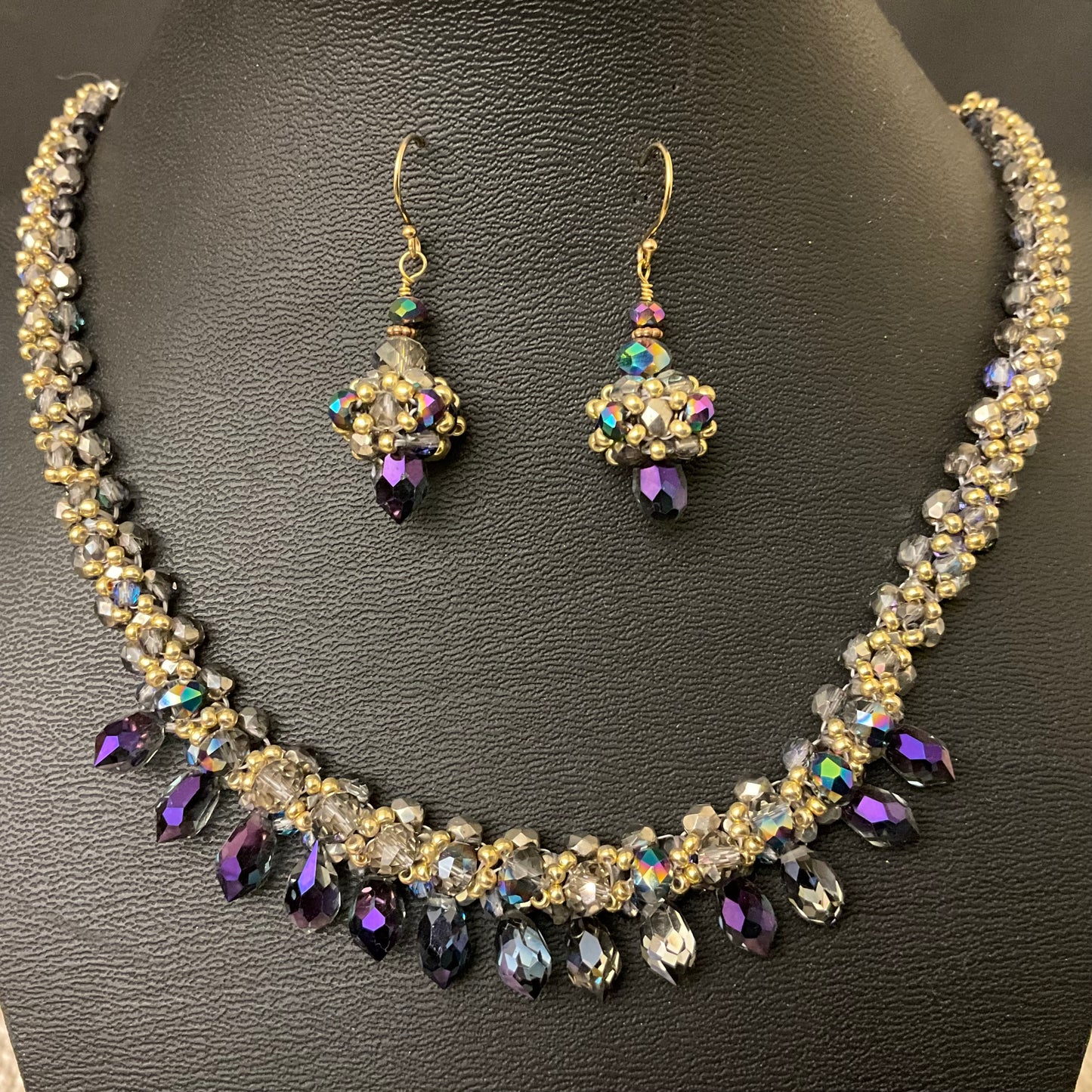 “Goblinessa” Choker Set Gray, Blue, Violet Sparkle