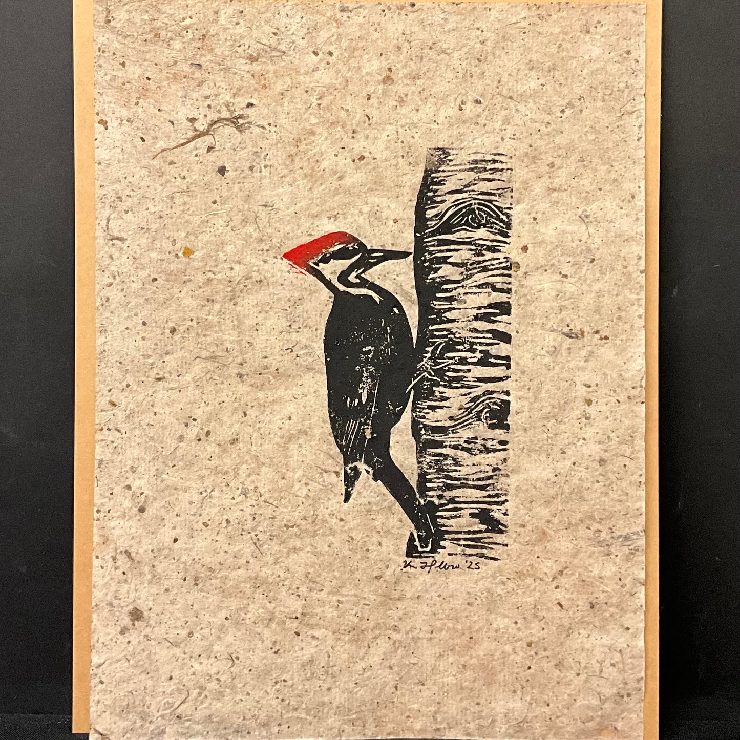 Pileated Woodpecker Linocut Print