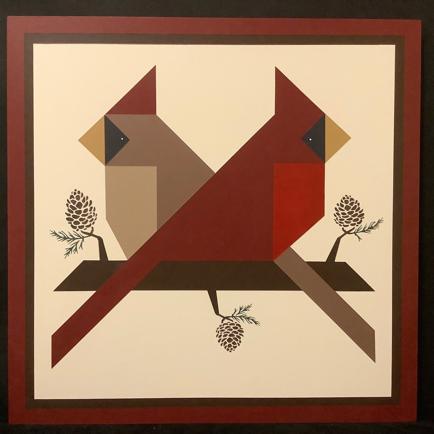 Barn Quilt Cardinal Pair 2' x 2' - G. Brown