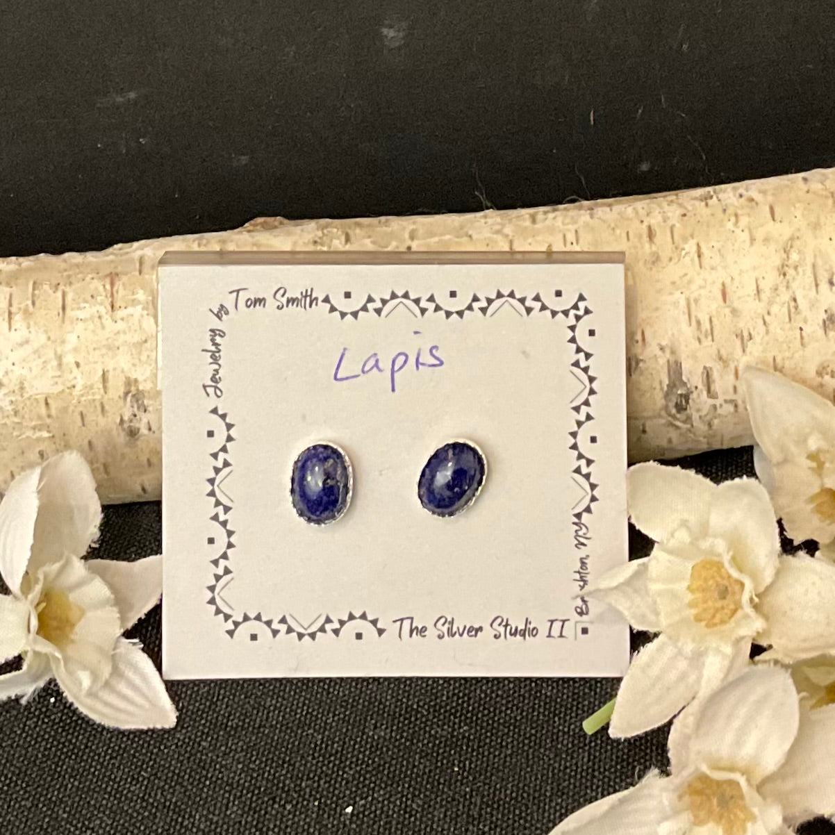 8x6 Silver Post Earring Lapis Lazuli
