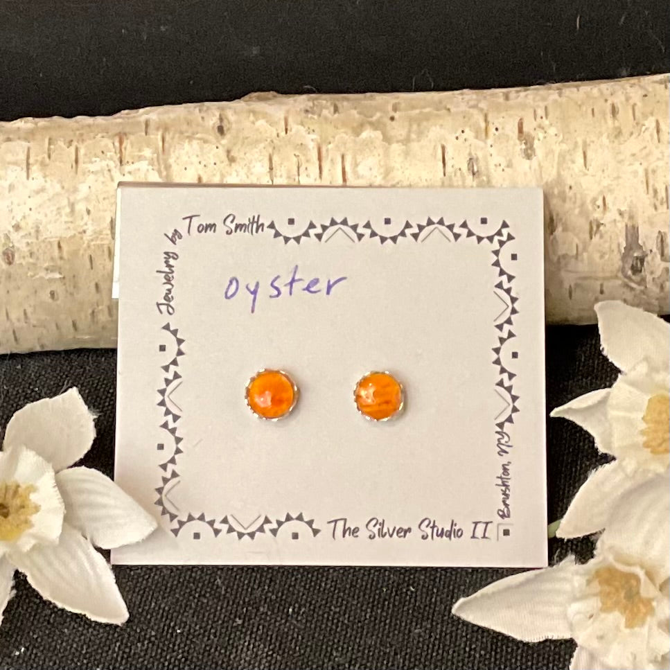 5mm Silver Post Earrings Oyster