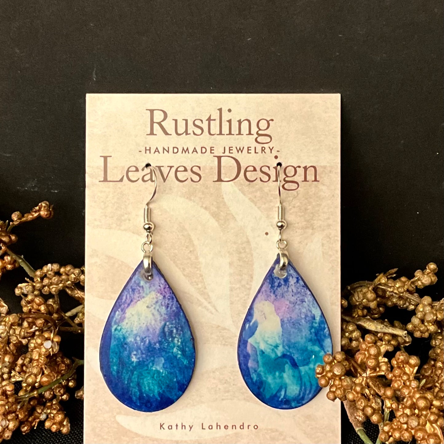 Brilliant Blue & Purple Teardrops Earrings