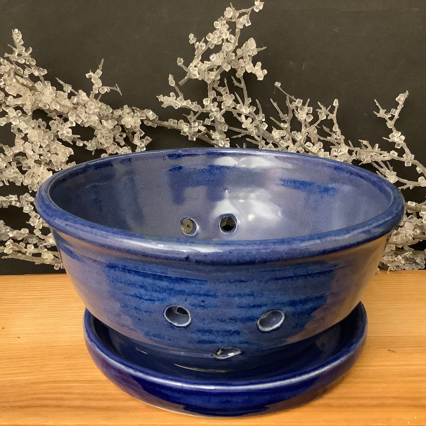 Footed Berry Bowl Deep Blue