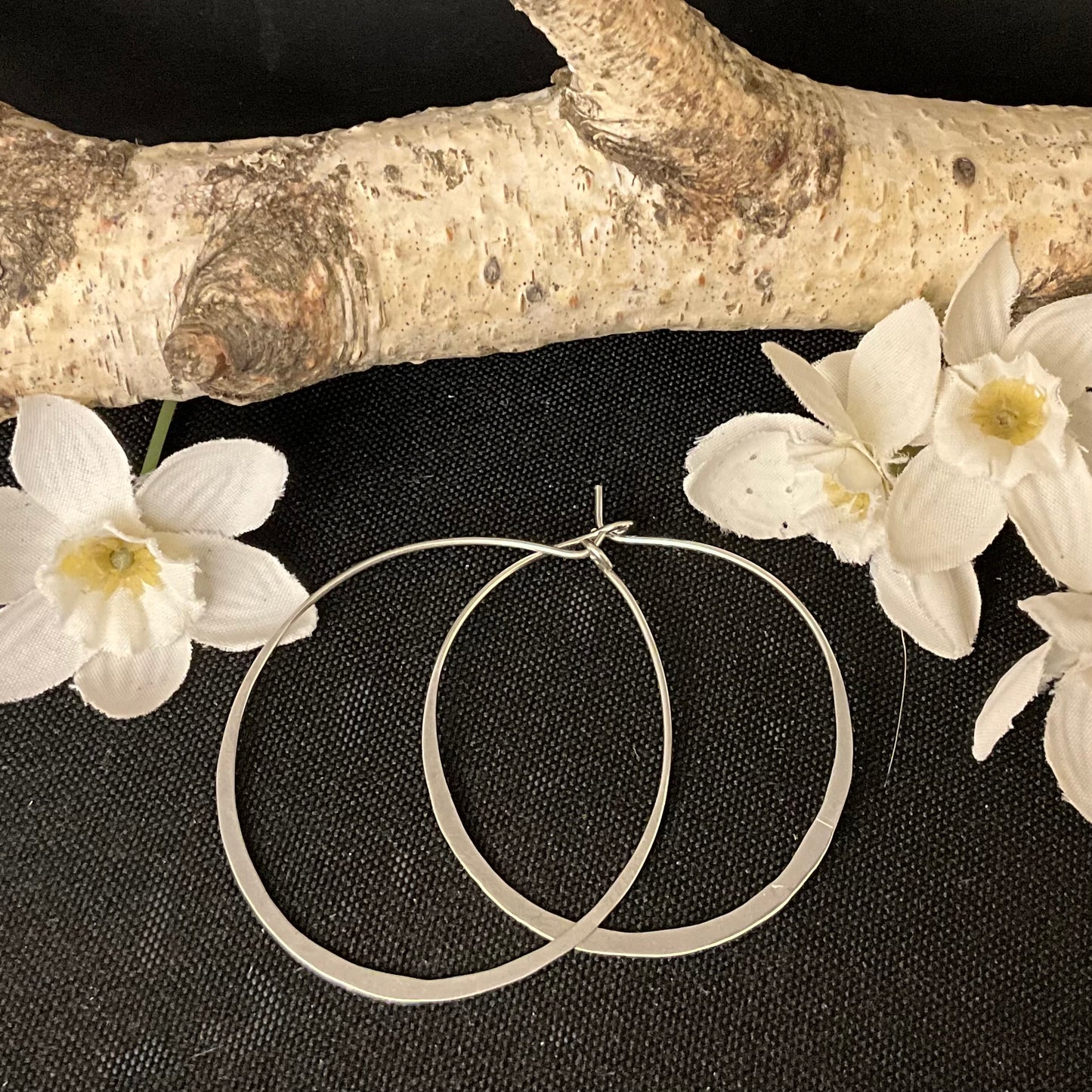 1 1/2” Flat Hoop Sterling Silver Earrings