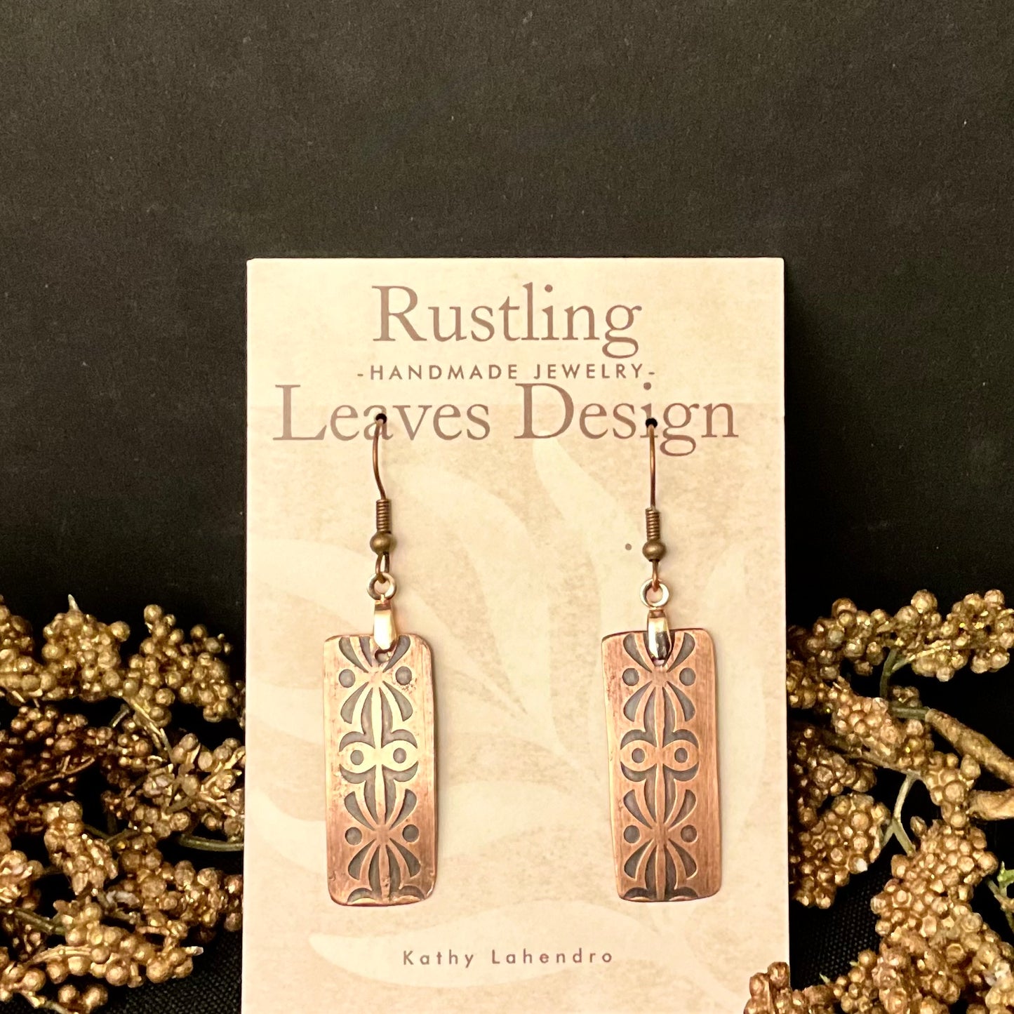 Copper Rectangle Earrings with Bold Design