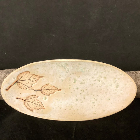 Spoon Rest Maple Leaf Design Natural with Green Flecks