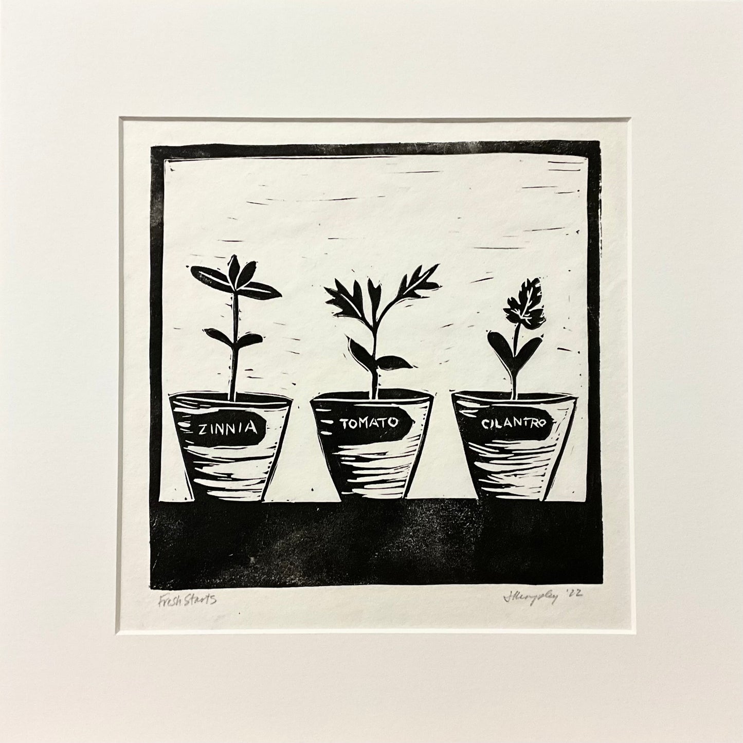 Fresh Starts White Matted Block Print
