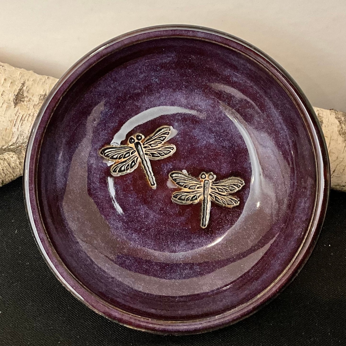 Trinket Dish Dragonfly Design Purple