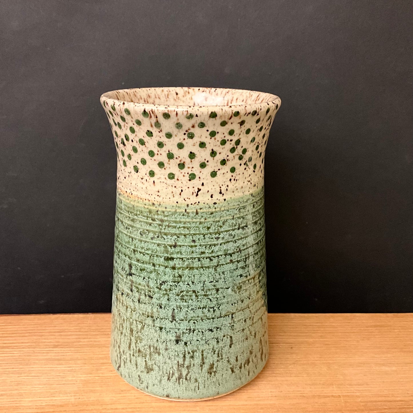 Green Vase with Polka Dot Pattern
