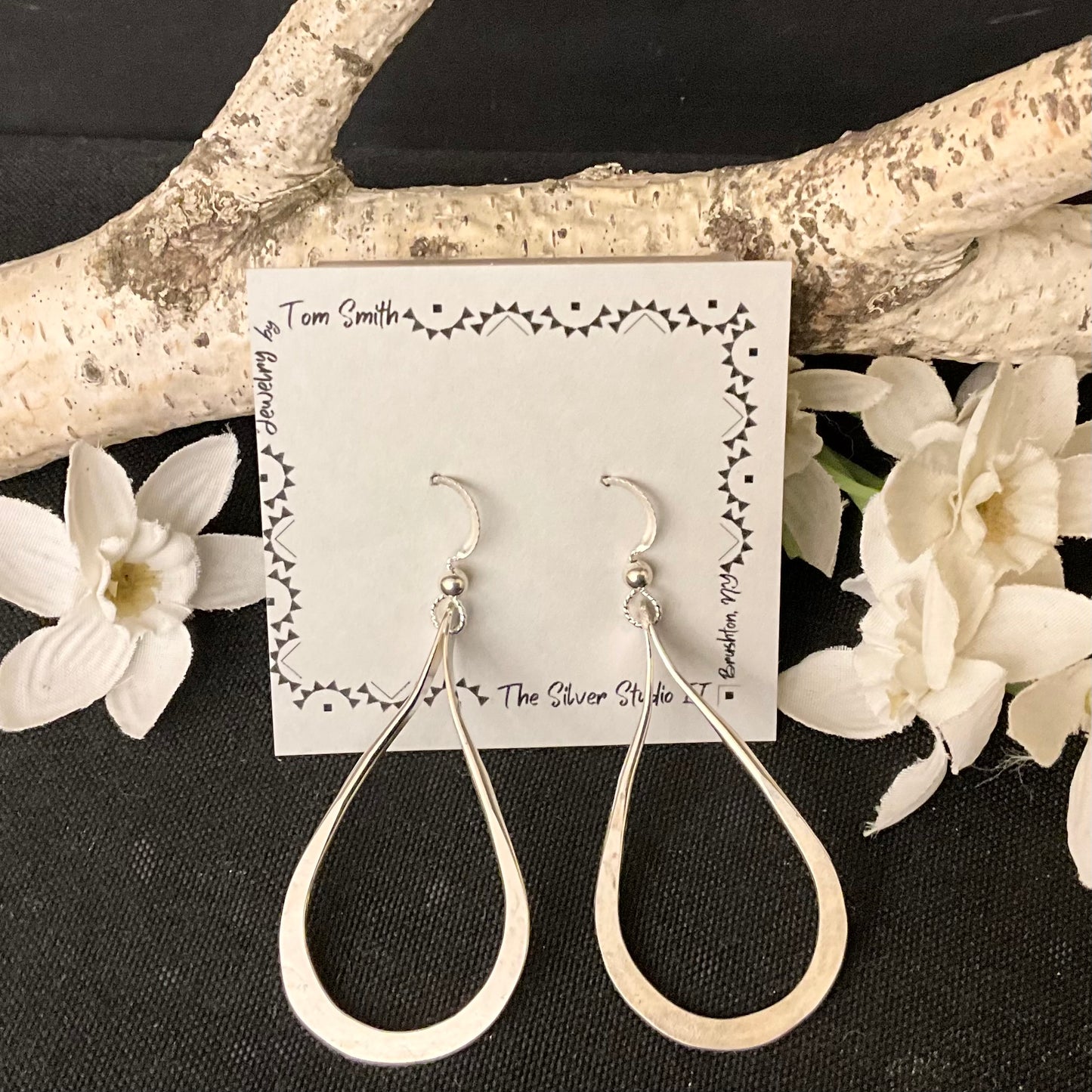 Silver Teardrop Earrings Large