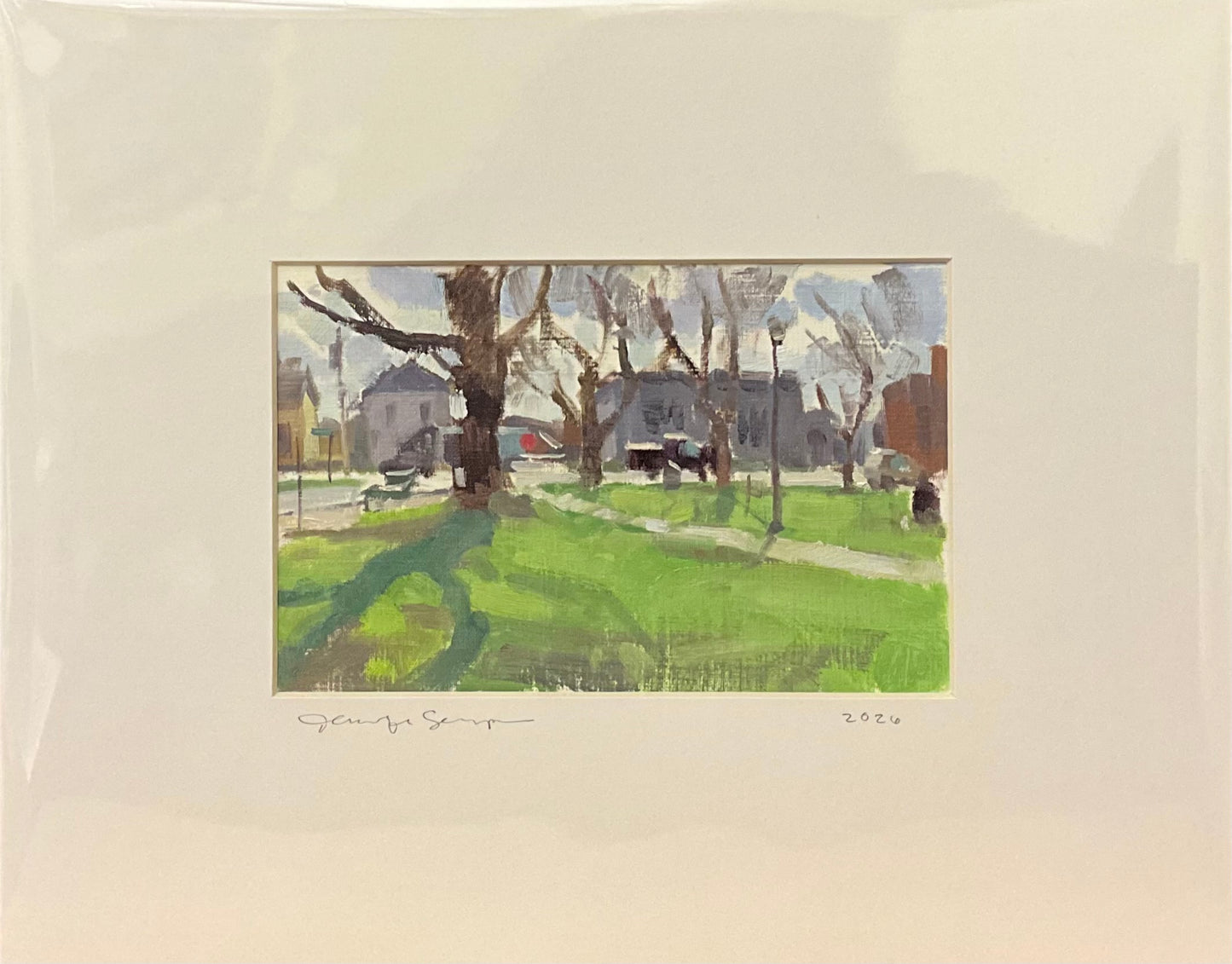 “Village Green” Original Oil with Mat
