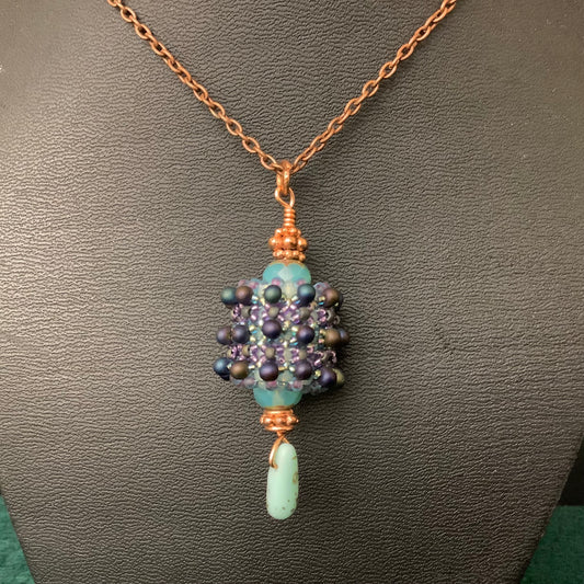 Pendant with Beaded Beads on Copper Chain
