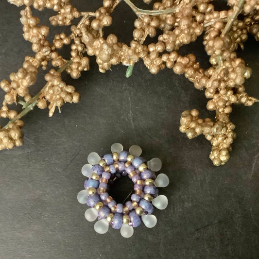 Beaded Bead Lilac with White Droplets