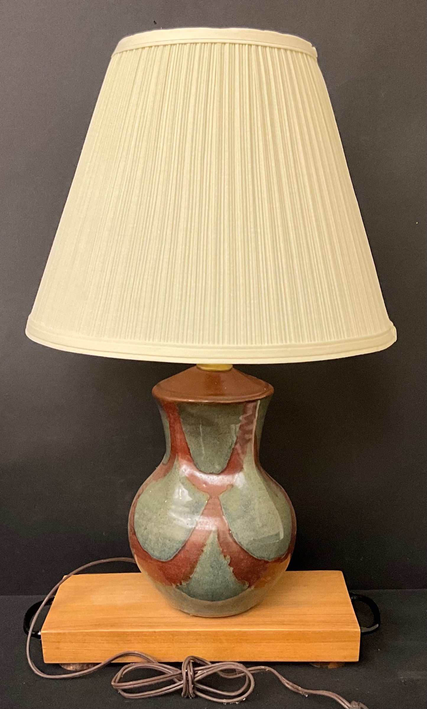 Lamp in Blue with Brown Design Details