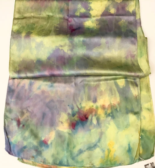 Large Ice Dyed Silk Satin Scarf “Lalique”