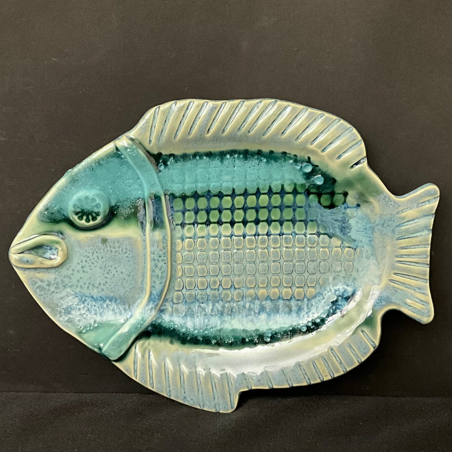 Medium Fish Platter in Blues and Greens