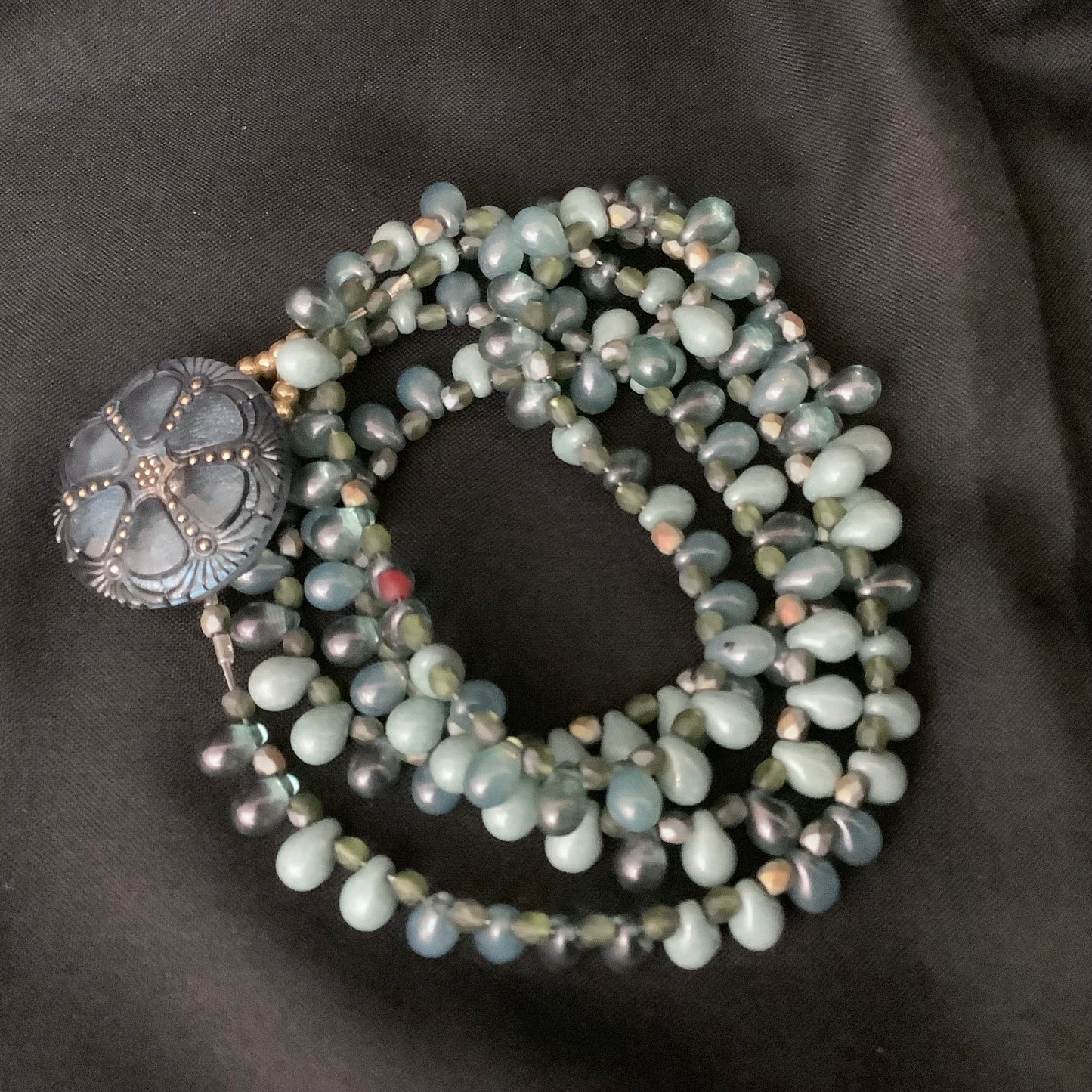Wrap Bracelet in denim & sky blue teardrops