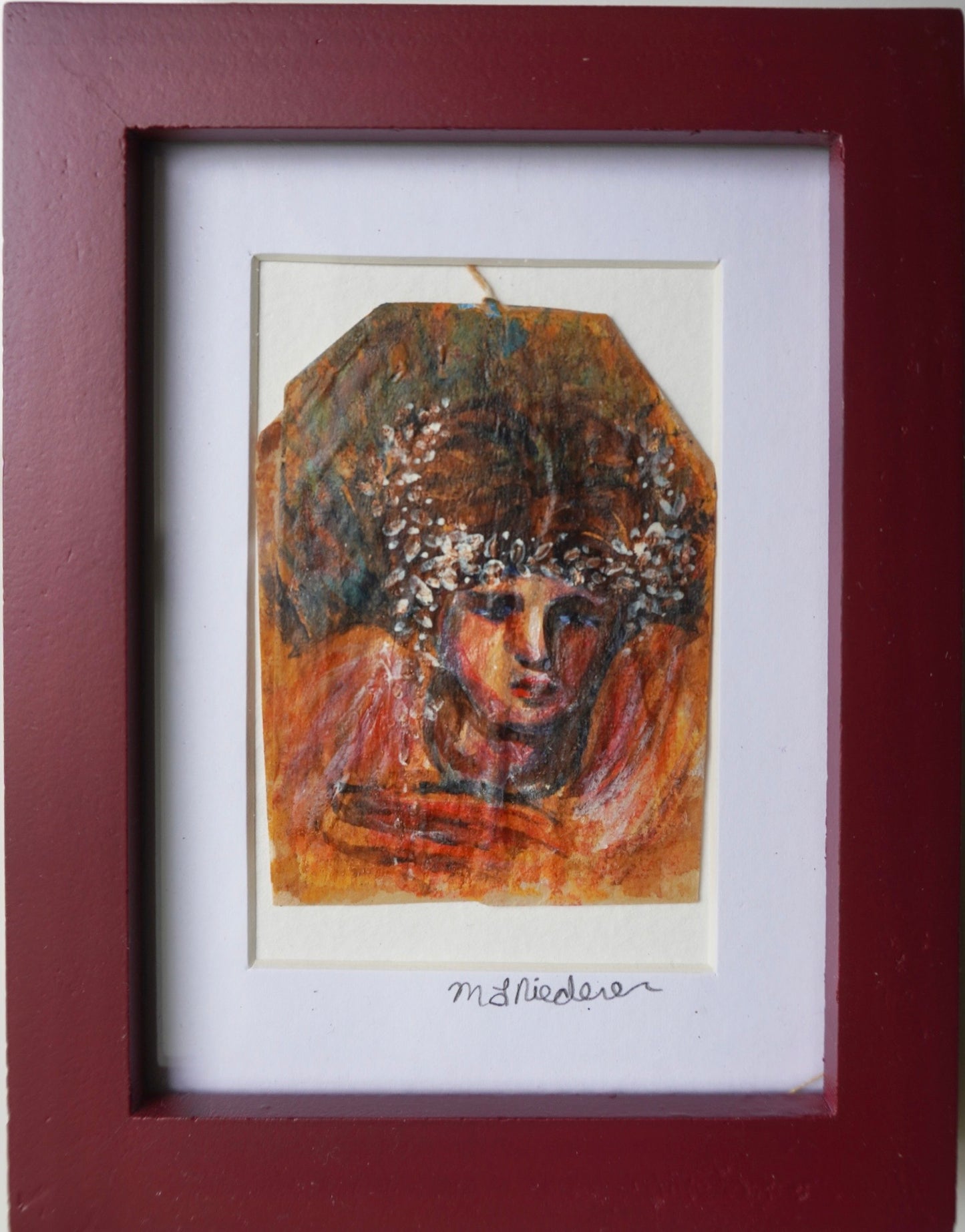 “Teabag Art #1” Original Framed Watercolor