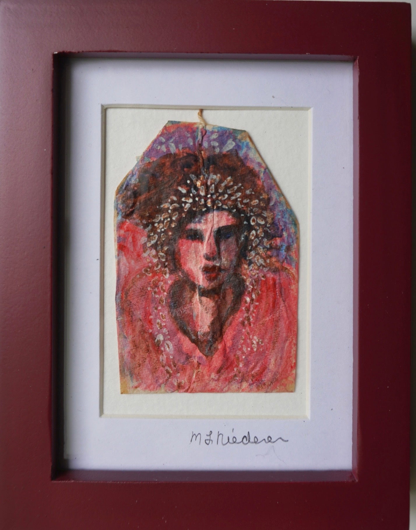“Teabag Art #2” Original Framed Watercolor