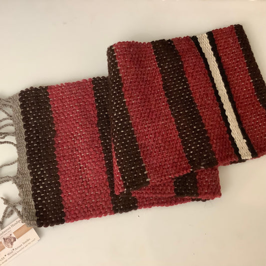 Bulky Wool “Nora” Scarf - Brown & Red