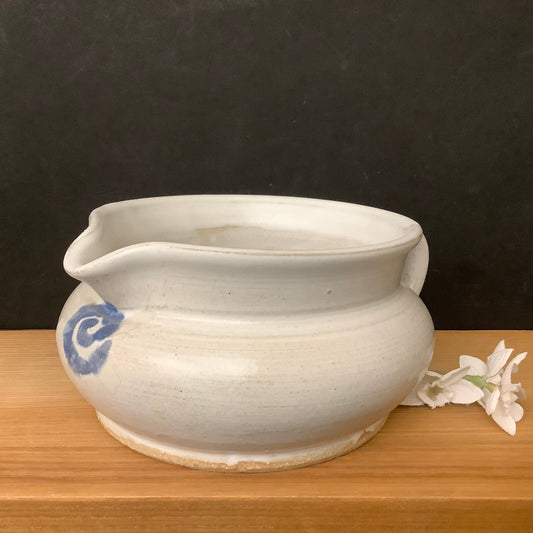 White Gravy/Syrup Pitcher w Blue Spiral