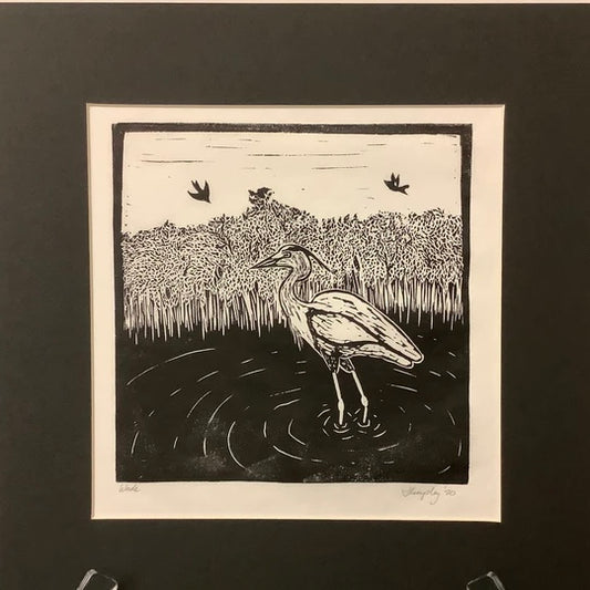 “Wade” Rubber Block Print Matted