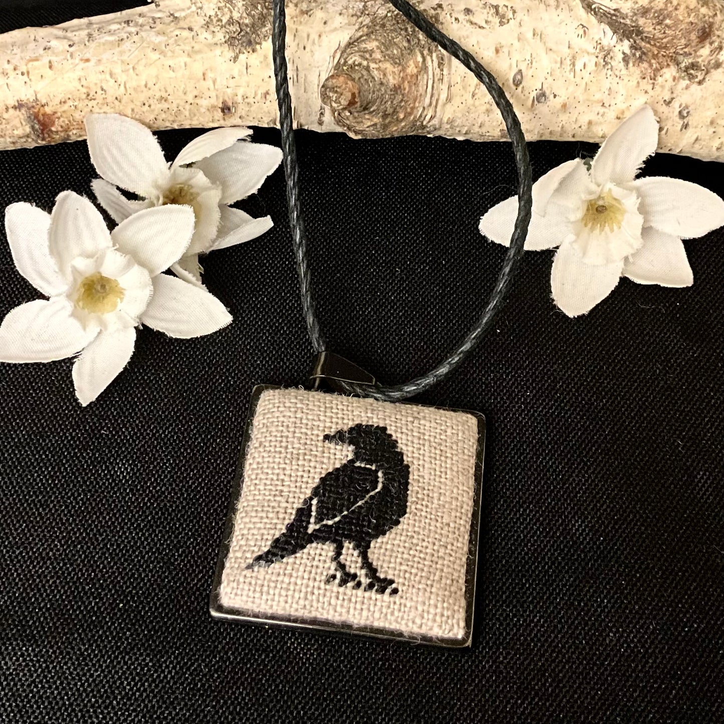Petit Point Raven Pendant
