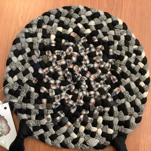 Chair Pad Braided wool Blk/Gray