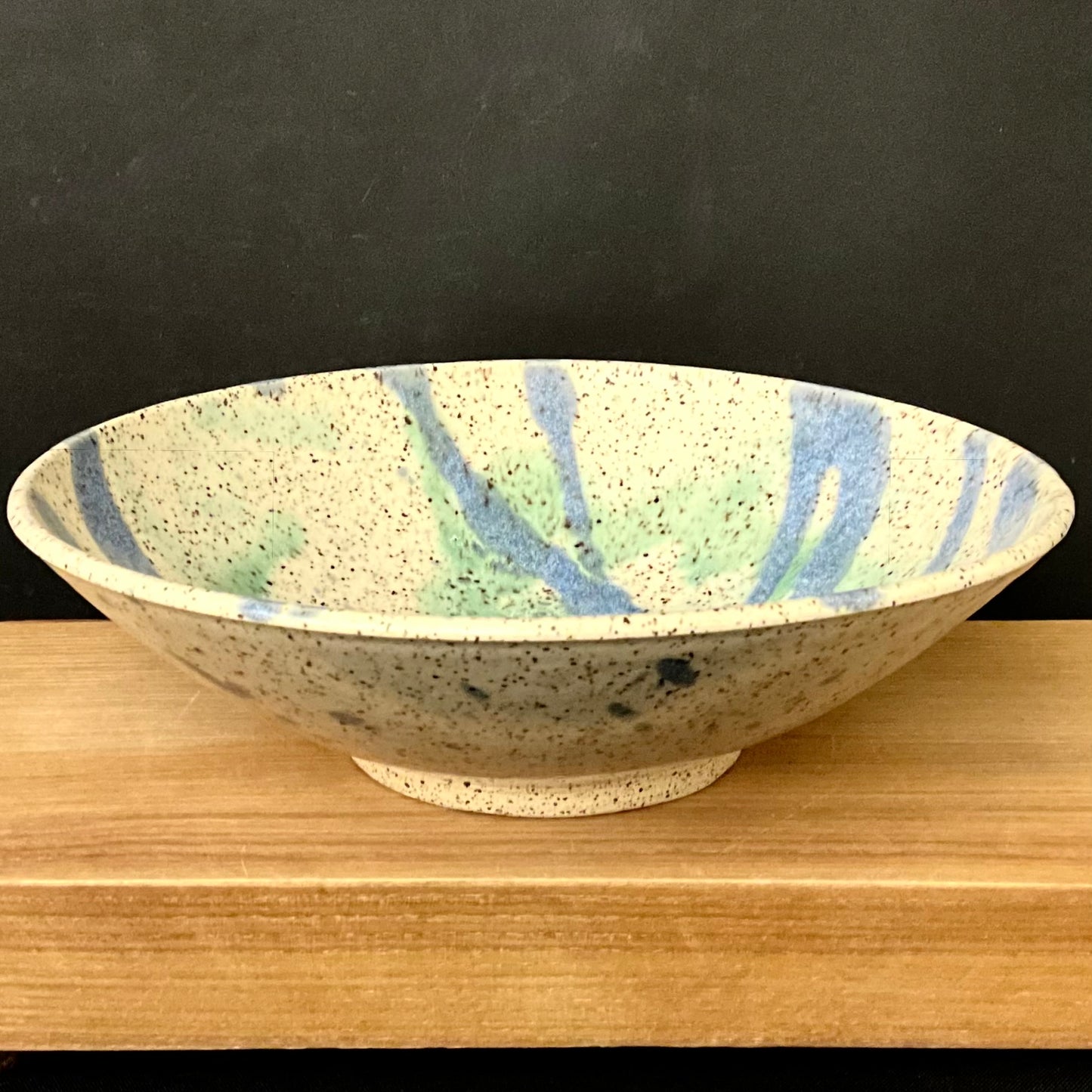 Pasta Bowl White with Blue and Green Splashes