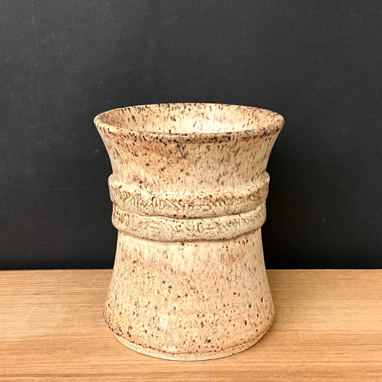 Vase/Tumbler in Speckled Brown and Sand Band