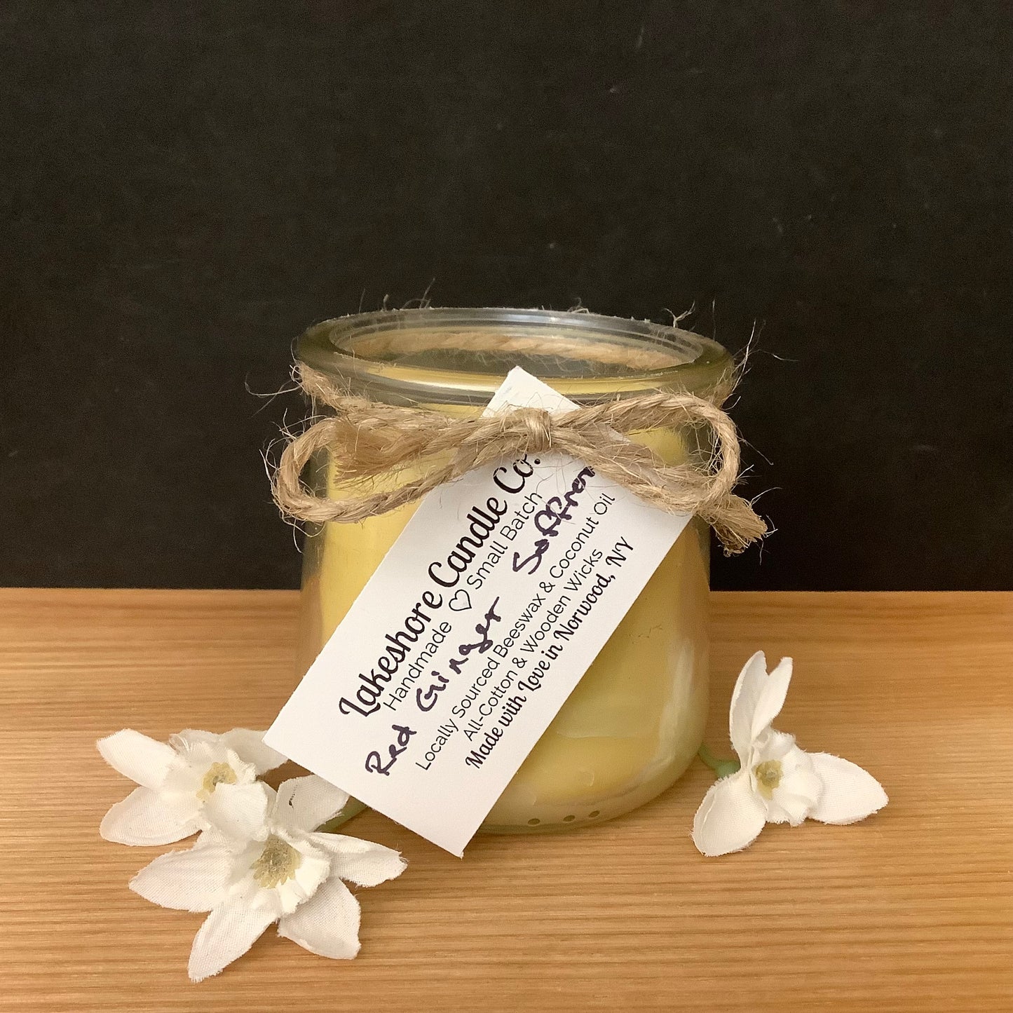 Beeswax Glass Jar Candle, Red Ginger Saffron