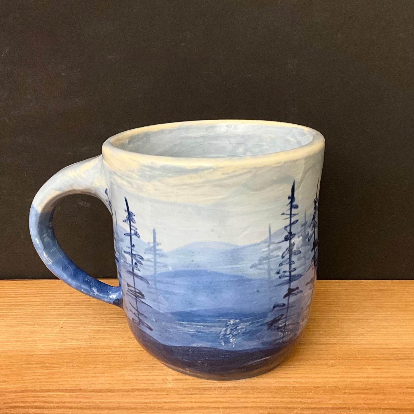 Mug with Blue Shaded Mountains and Trees