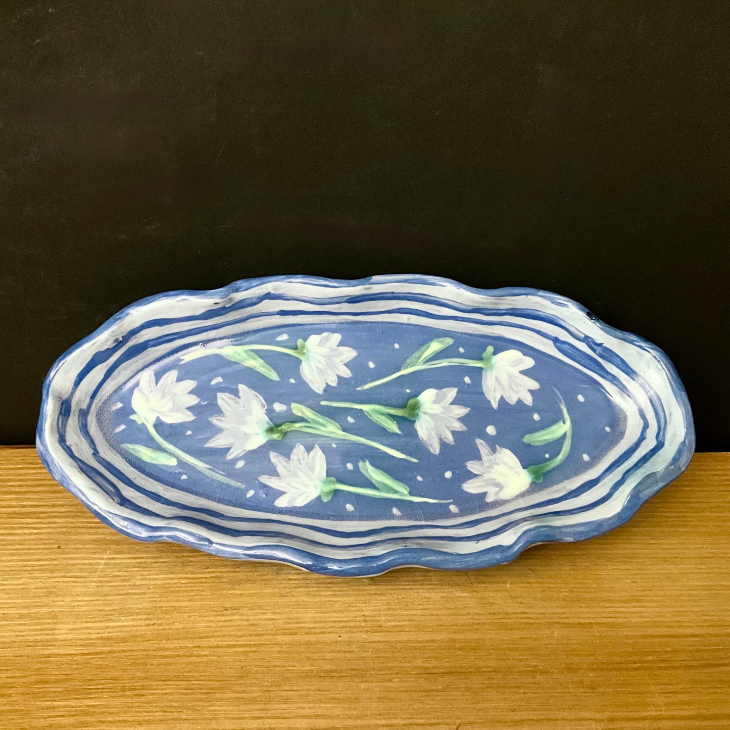 Petite Tray Brilliant Blue with Flowers