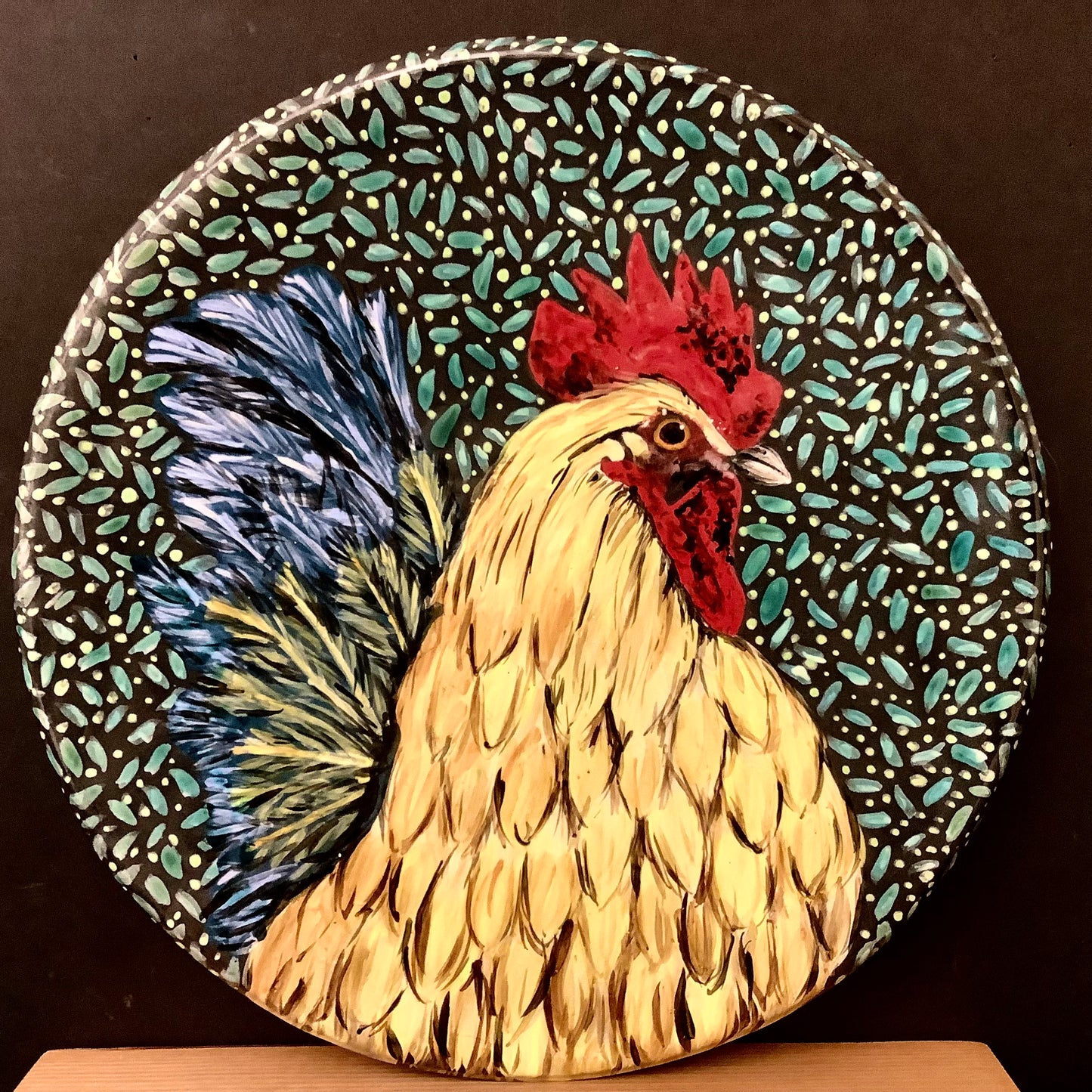Round Platter with rooster