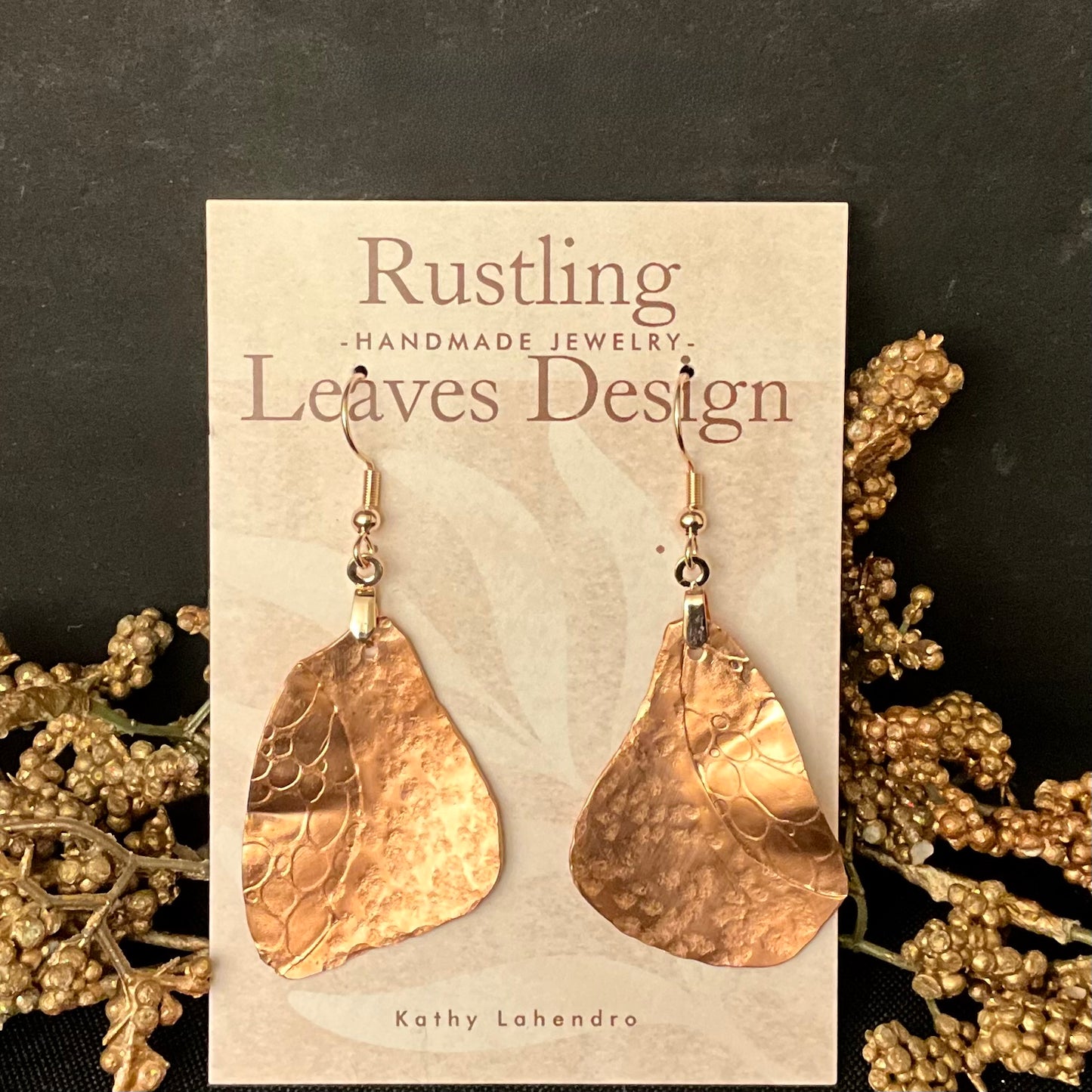 Freeform Stamped Copper Earrings
