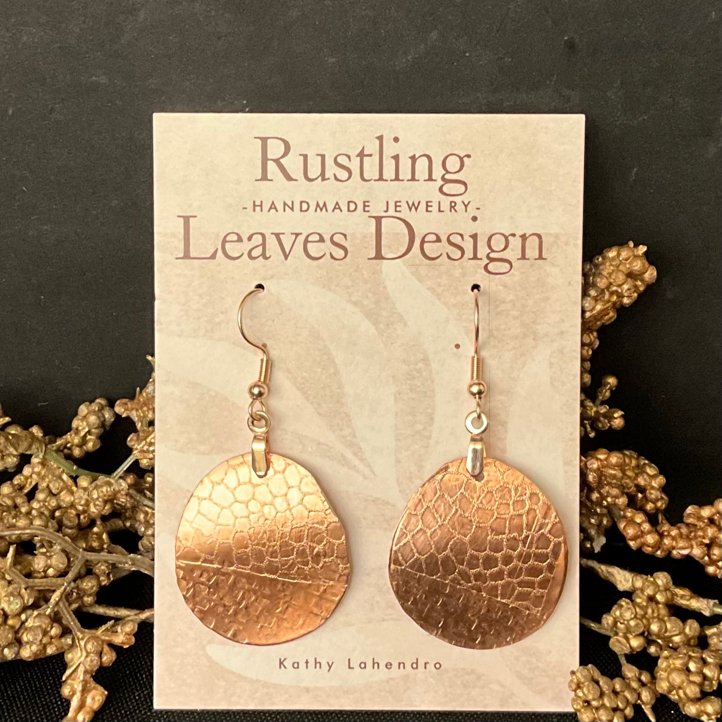 Dappled Disc Copper Earrings