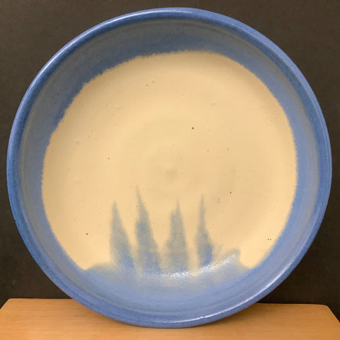 Blue and Tan Pie/Serving Dish with Splash