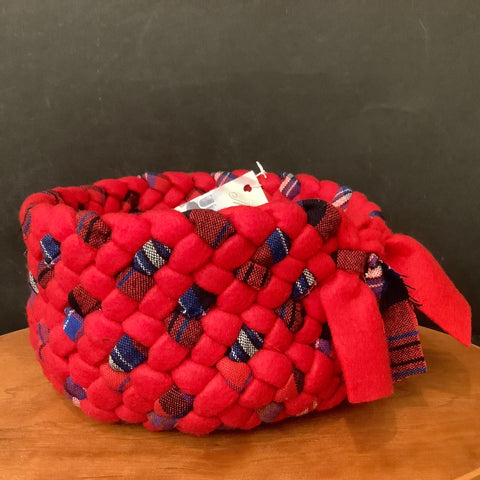 Red Braided Basket - no handle