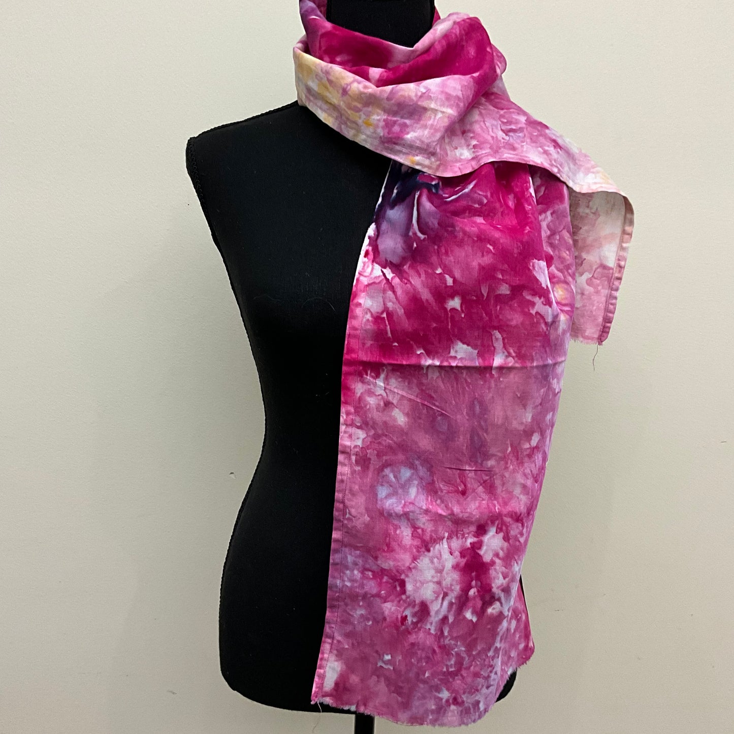Ice Dyed Silk Linen scarf - Radiant & Orchid