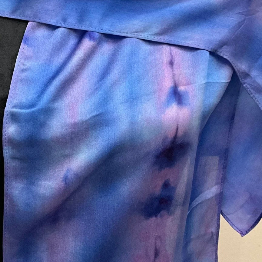 Large Ice Dyed Silk Satin Scarf - Periwinkle