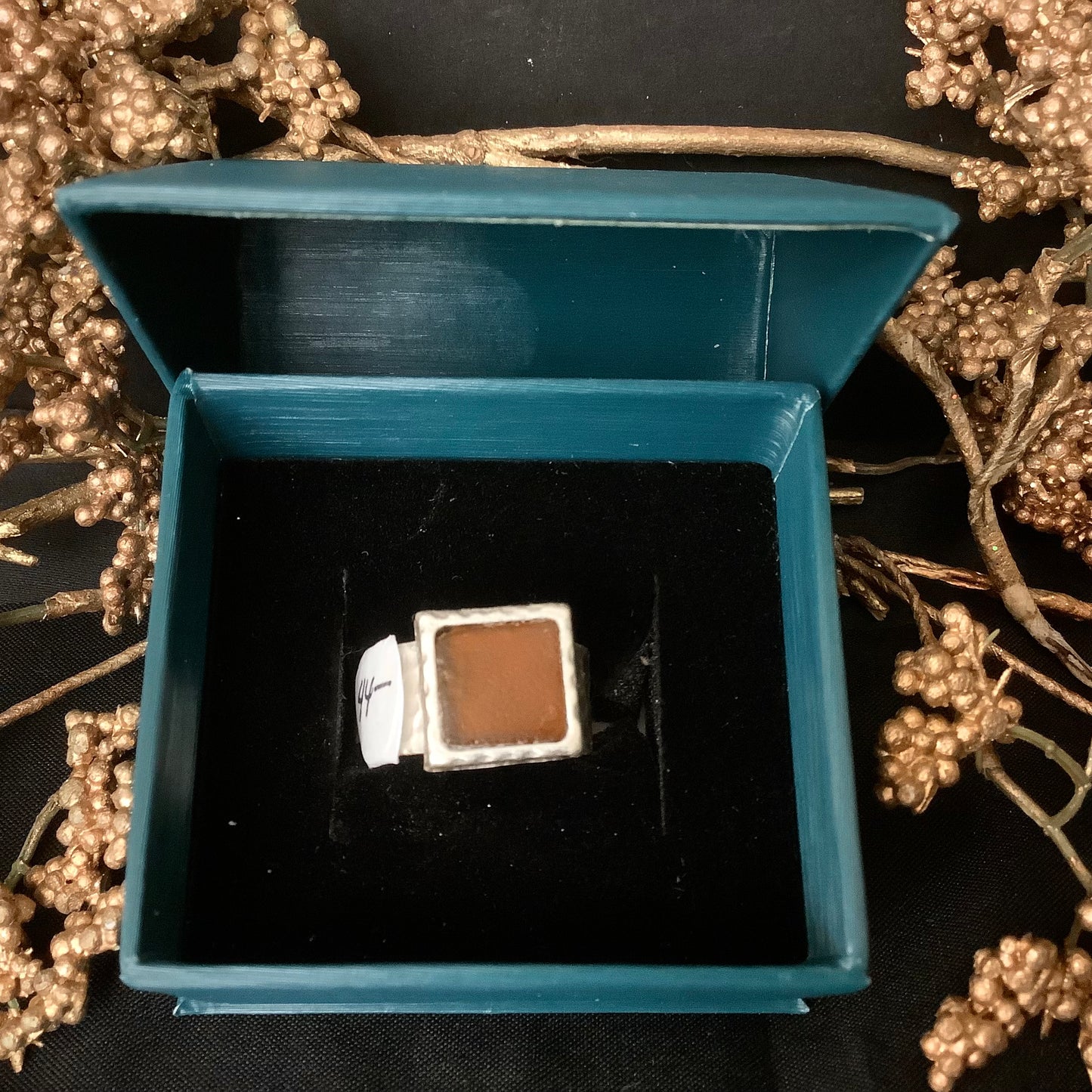 SL River Glass Amber Square Ring