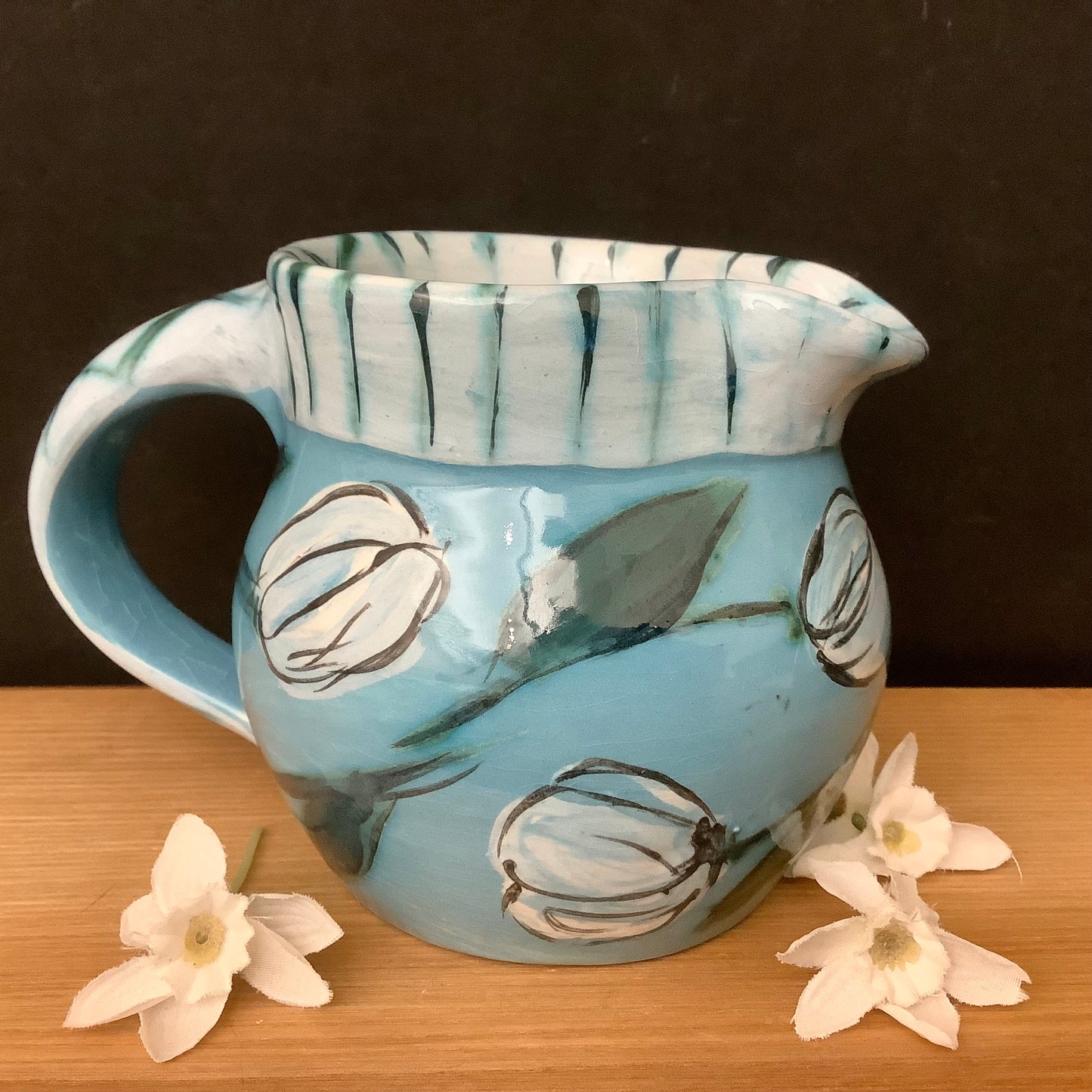 Aqua Blue Tulip Pitcher/creamer