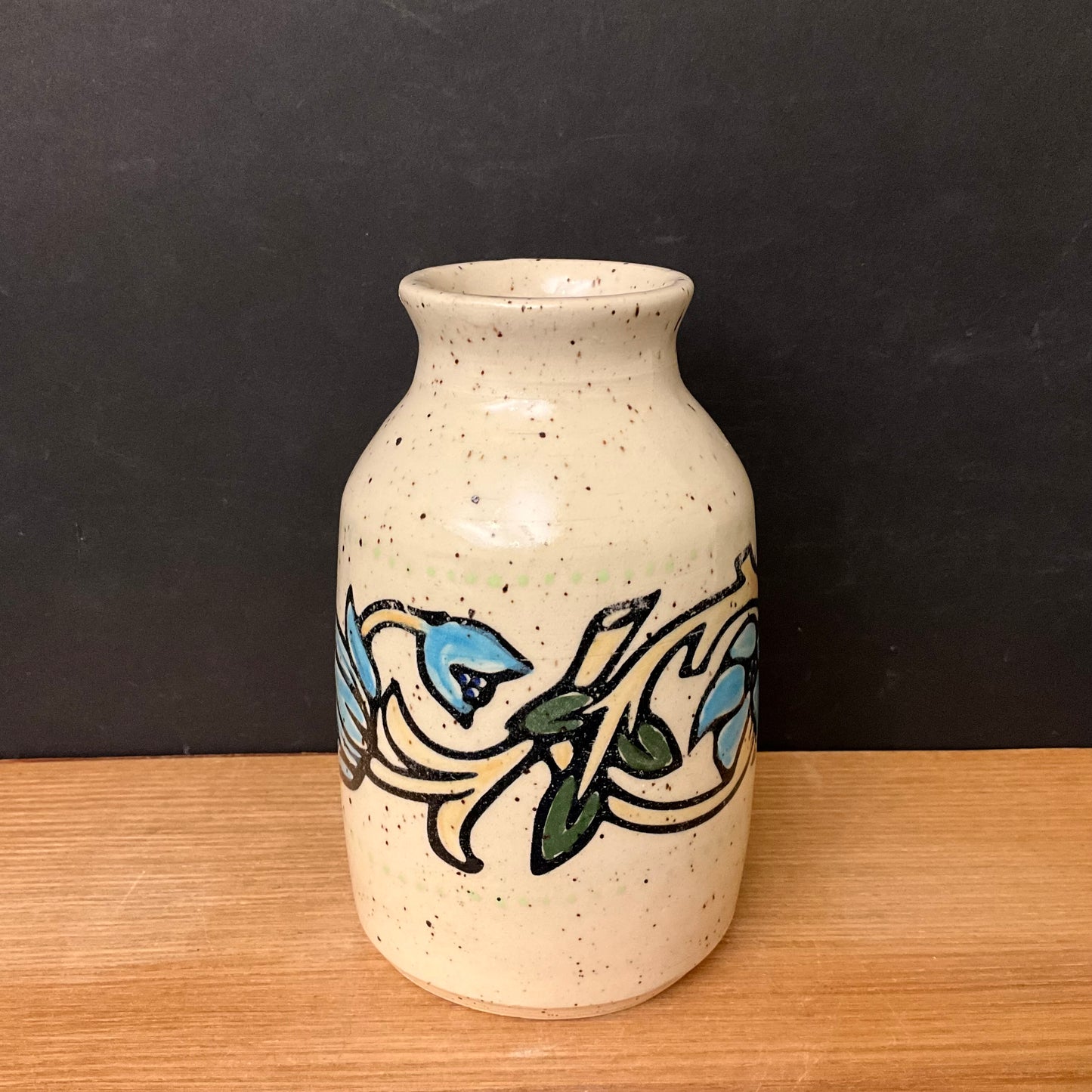 Vase with Aqua Floral Design
