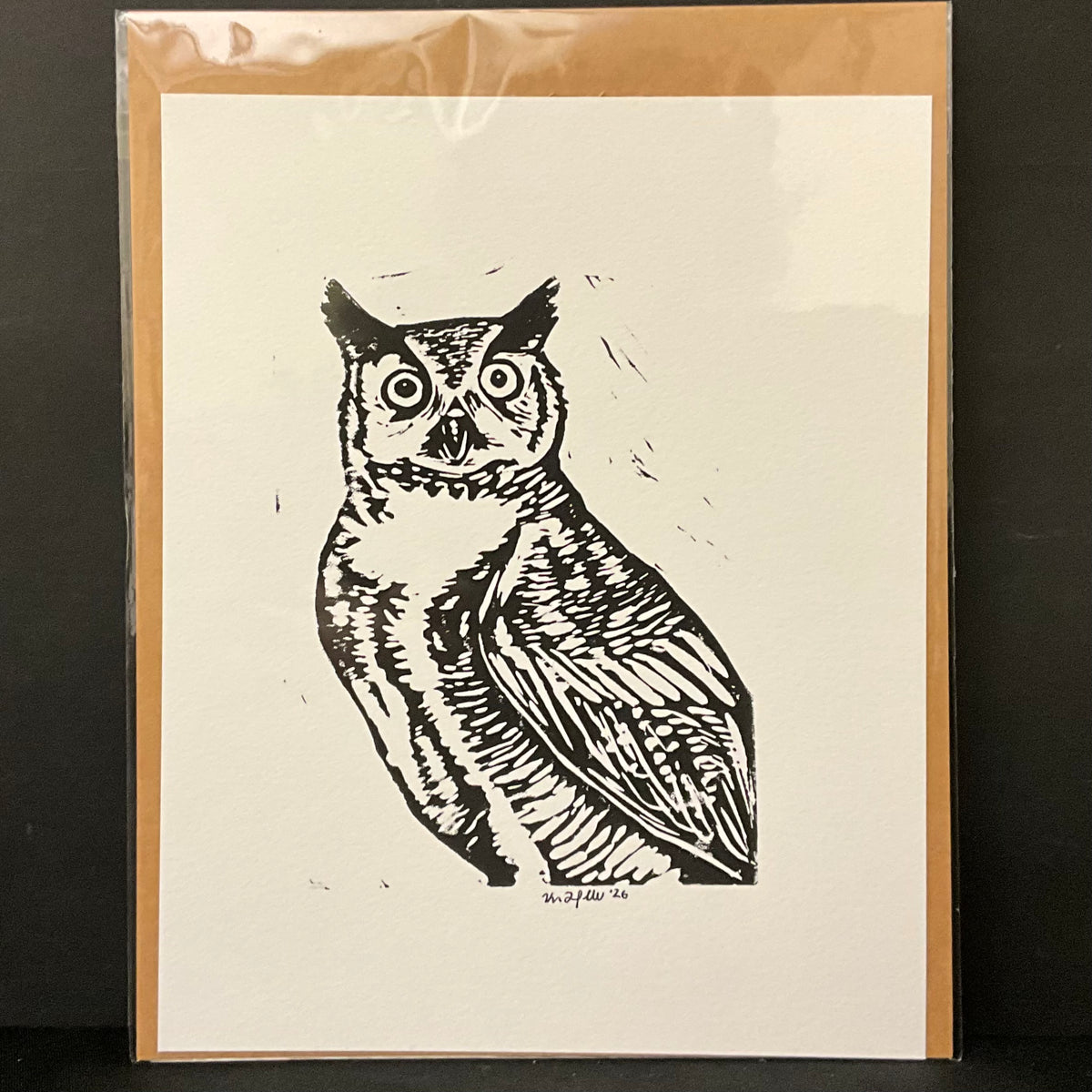 Owl Original Print on White